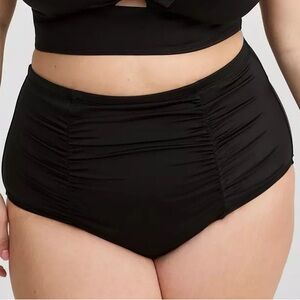 Torrid Black Ruched High-Waist Swim Bottom – Size 1 (1X) – NWT